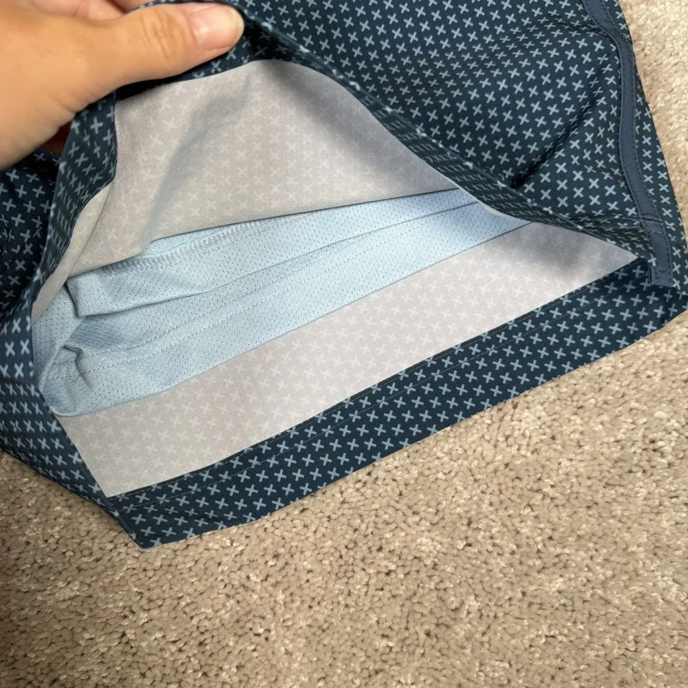 New Fair Harbor The Sextant Swim Shorts Mens Size 38‎ Blue Geometric Stretch NWT